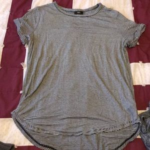 Pinstriped, black and white t-shirt